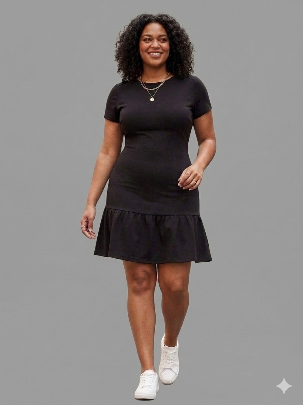 Juicy Couture Black Short-Sleeve Ruffle-Hem Mini Dress